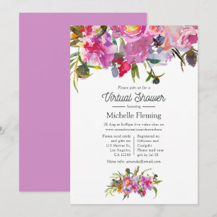 Vintage Pink Peonies Floral Virtual Baby Shower Invitation