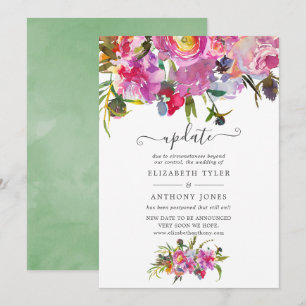 Vintage Pink Peonies Floral Wedding Update Invitation