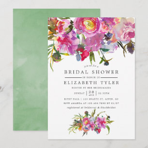 Vintage Pink Peonies Watercolor Bridal Shower Invitation