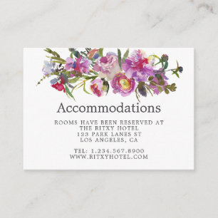 Vintage Pink Peonies Wedding Accommodations Enclosure Card