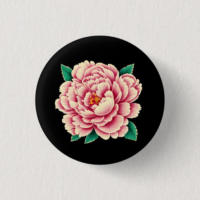 Vintage Pink Peony Flower 3 Cm Round Badge (Front)