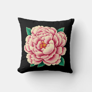 Vintage Pink Peony Flower Cushion