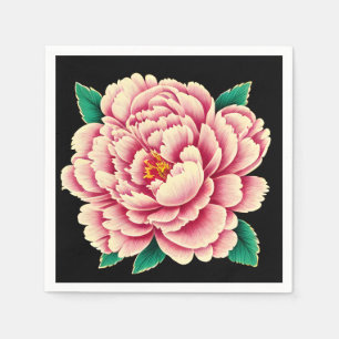 Vintage Pink Peony Flower Napkin