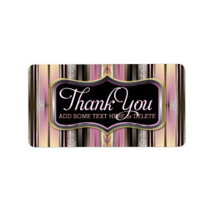 Vintage Pink Pinstripes Thank You Sticker Labels