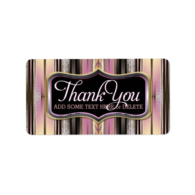 Vintage Pink Pinstripes Thank You Sticker Labels (Front)