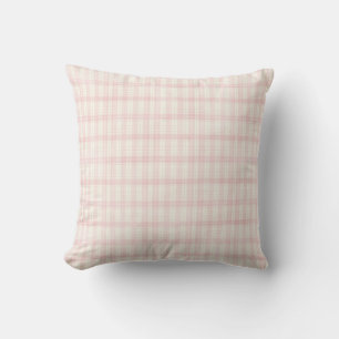 Vintage Pink Plaid Gingham Coquette Cushion