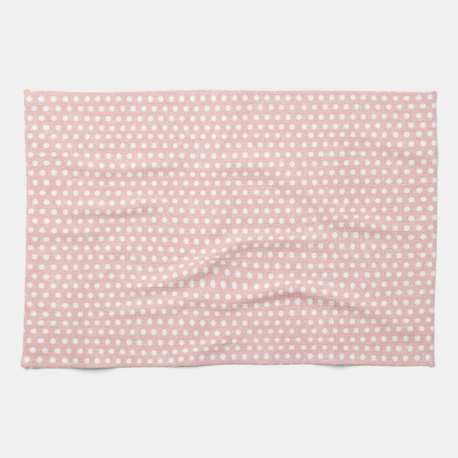 Vintage Pink Polka Dot Pattern Tea Towel (Horizontal)