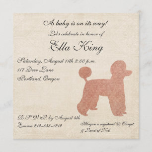 Vintage Pink Poodle Silhouette Baby Invitation
