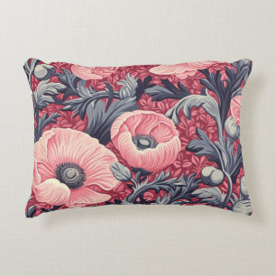 Vintage Pink Poppies Floral Decorative Cushion