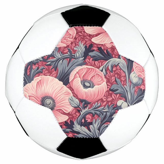 Vintage Pink Poppies Floral  Football (Front)