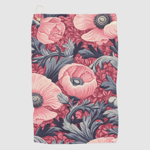 Vintage Pink Poppies Floral  Golf Towel