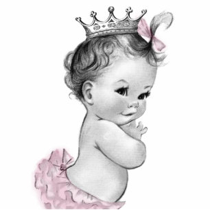 Vintage Pink Princess Baby Girl Shower Standing Photo Sculpture