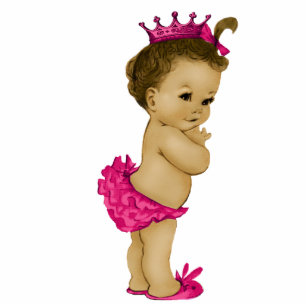 Vintage Pink Princess Baby Girl Shower Standing Photo Sculpture