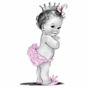 Vintage Pink Princess Baby Girl Shower Standing Photo Sculpture