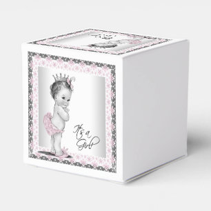 Vintage Pink Princess Baby Shower Favour Box