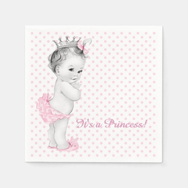 Vintage Pink Princess Baby Shower Napkin (Front)