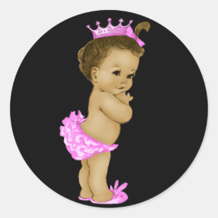 Vintage Pink Princess Baby Shower Stickers
