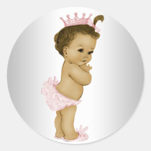 Vintage Pink Princess Baby Shower Stickers