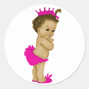 Vintage Pink Princess Baby Shower Stickers