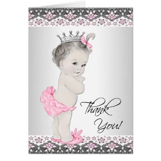 Vintage Pink Princess Baby Shower Thank You Cards
