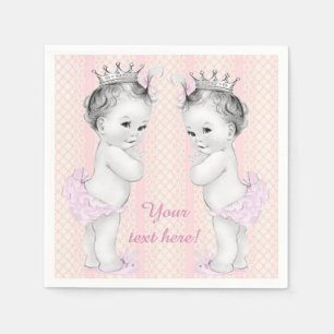 Vintage Pink Princess Twin Baby Girl Shower Napkin