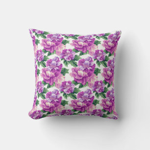Vintage Pink Purple Botanical Romantic Chic Floral Cushion