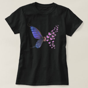 Vintage Pink Purple Butterfly Flower Floral  T-Shirt