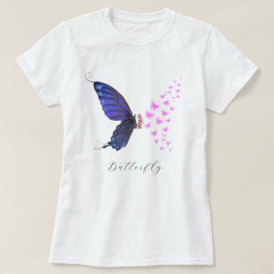 Vintage Pink Purple Butterfly Flower Floral  T-Shirt