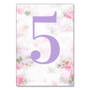 Vintage Pink Purple Floral Table Numbers