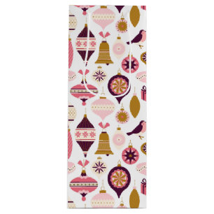Vintage Pink Purple Gold Christmas Baubles Wine Gift Bag