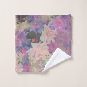 Vintage Pink Purple Lace beautiful flower Wash Cloth