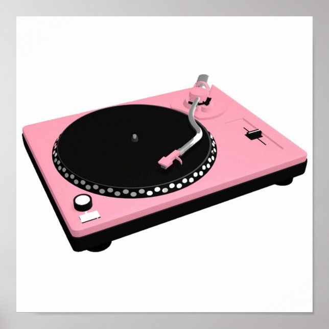 Vintage Pink Record Player Poster (Front)