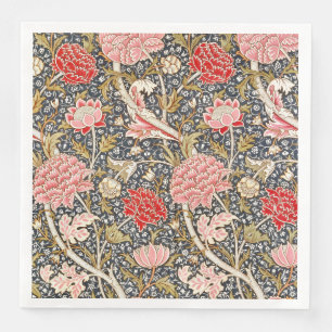 Vintage Pink & Red Flowers by William Morris Napkin