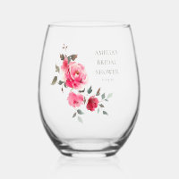 Vintage Pink Red Roses Watercolor Bridal Shower