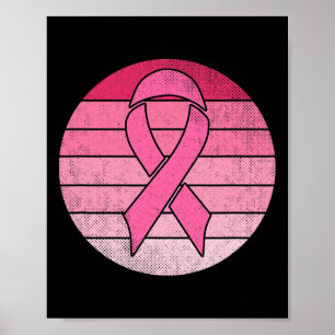 Vintage Pink Ribbon Breast Cancer Awareness Costum Poster