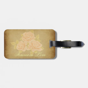 Vintage pink romantic roses souvenir luggage tag