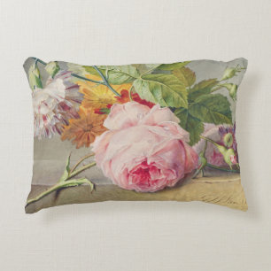 Vintage Pink Rose Accent Pillow