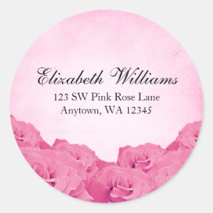 Vintage Pink Rose Address Label Sticker