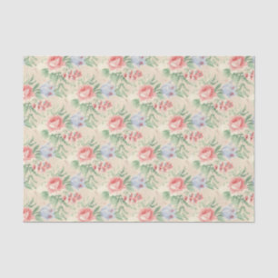 Vintage Pink Rose and Blue Flower Pattern  Tissue Paper