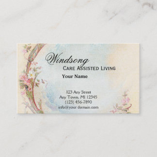 Vintage Pink Rose and Robin Wedding Business Business Card