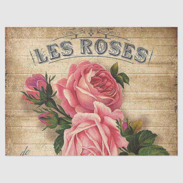Vintage pink rose any purpose party tissue paper (Front)