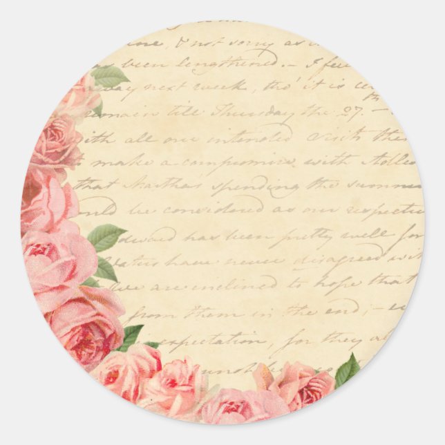 Vintage pink rose beautiful and girly sticker (Front)