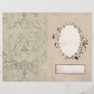 Vintage Pink Rose Border Journal Nameplate Page