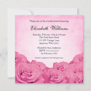 Vintage Pink Rose Bridal Shower Invitation