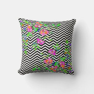 Vintage Pink Rose - chevron Cushion