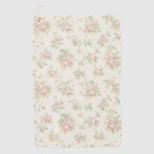 Vintage Pink Rose Cottagecore Floral Pattern Golf Towel