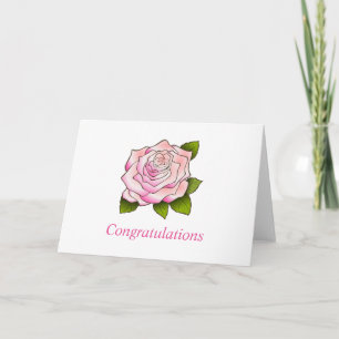 Vintage Pink Rose Drawing Congratulations Card