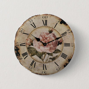 Vintage Pink Rose Floral steampunk Wedding 6 Cm Round Badge