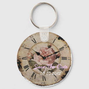 Vintage Pink Rose Floral steampunk Wedding Key Ring