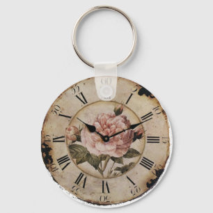 Vintage Pink Rose Floral steampunk Wedding Key Ring